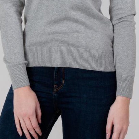 White Stag Crossover Ribbed V-Neck Sweater - Grey Heather #WL40324 - Picture 6 of 16